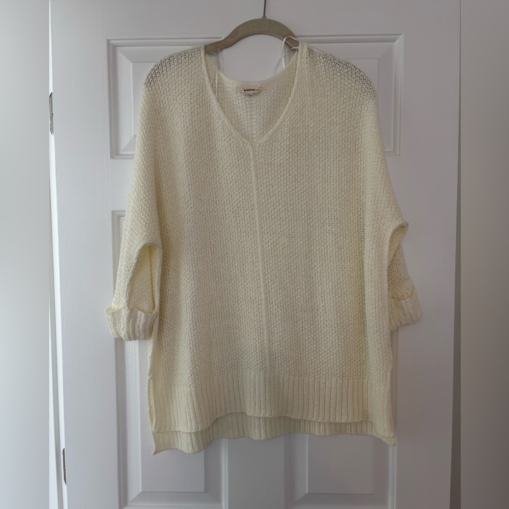 Cream V-Neck Women's Sweater